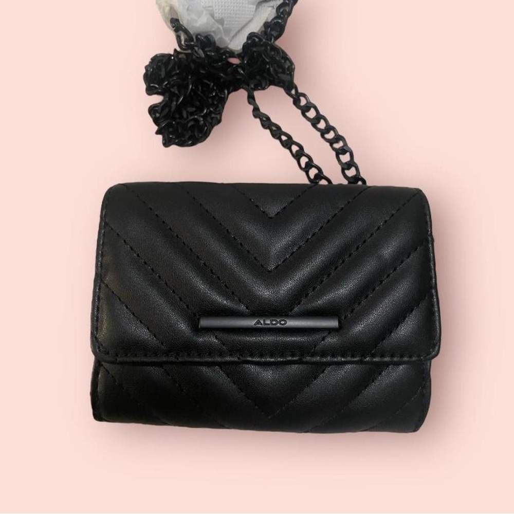 Aldo Black Mini Quilted Bag with Chain Strap